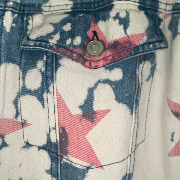 Toast❤️Jeans Acid Wash Star Print Denim Jacket NWOT - Picture 1 of 5